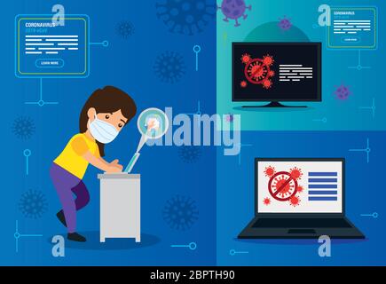 Setzen Sie Banner der Kampagne von STOP 2019 ncov online Stock Vektor