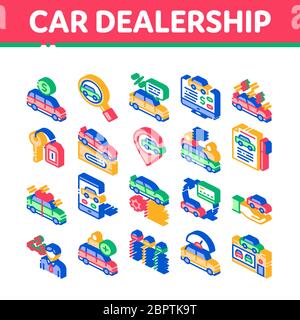 Autohaus Shop Isometrische Symbole Set Vektor Stock Vektor