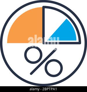 Statistis PIE mit Prozent Symbol Füllung Stil-Symbol Stock Vektor