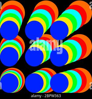 Farbige Kreise auf einem schwarzen Hintergrund-Vektorbild. Stock Vektor