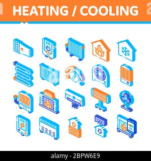 Symbole Für Isometrische Vektorsymbole Für Heizung Und Kühlung Stock Vektor