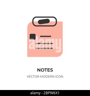 Symbol für flache Haftnotizen. Checkliste für einfache Schilder. Erinnerung an Vorlagenwerkzeug, Aufgabe planen. Konturdesign Logo für Blatt Memo Notizblock, Web-App, ui. Isoliert auf weißen Vektor-Illustration Stock Vektor