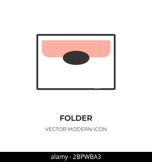 Symbol für Ordner mit flachen Zeilen. Dokumentdatei für Designsymbole. Shape-Logo für App-Kontaktinformationsverzeichnis. Einfaches Konturarchiv, Schreibwarenbüro. Isoliert auf weißen Vektor-Illustration Stock Vektor