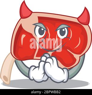 Prime Rib bekleidet als Teufel Cartoon Charakter Design-Konzept Stock Vektor