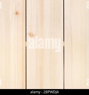 Quadratischer Holzhintergrund - unbemaltes Holzbrett aus vertikalen Kiefernplanken Stockfoto
