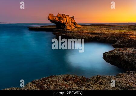 Dragonhead Rock im letzten Licht des Tages. Stockfoto