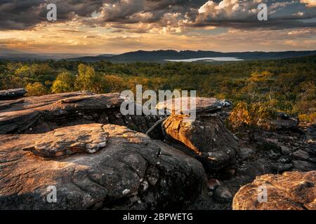 Der Sturm über dem Wartook-See in den Grampians. Stockfoto