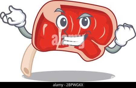 Ein lustiges Cartoon-Design-Konzept der prime Rippe mit glücklichen Gesicht Stock Vektor