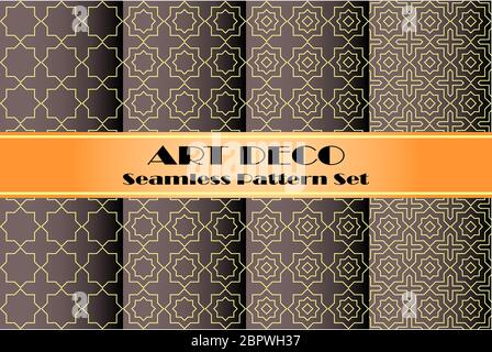Art Deco islamischen nahtlose Muster gesetzt, Luxus geometrische Hintergrund und Tapete, elegante klassische Retro-Ornament, abstrakte goldene freie Vektor Stock Vektor