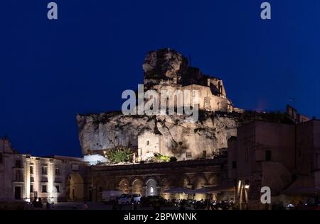 Matera, Italien - 17. September 2019: Kirche Santa Maria di Idris im Sassi di Matera, einem historischen Viertel der Stadt Matera. Basilikata. Italien Stockfoto