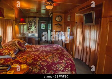 Red Caboose Getaway ist ein Eisenbahn-Themen-Bed & Breakfast in Sequim, WA Stockfoto