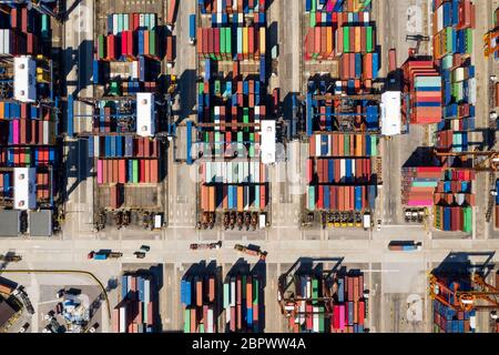 Kwai Tsing, Hongkong 04. September 2018:- Kwai Tsing Containerterminal Stockfoto