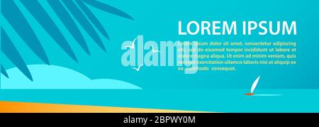 Banner zum Thema eines Sommerurlaubsorts am Meer. Stock Vektor