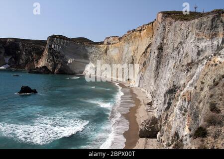 Ponza, Italien - 20. August 2017: Der spektakuläre Strand von Chiaia di Luna in Ponza Stockfoto