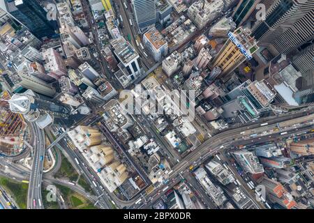 Causeway Bay, Hongkong 22. Februar 2019: Luftaufnahme der Stadt Hongkong Stockfoto