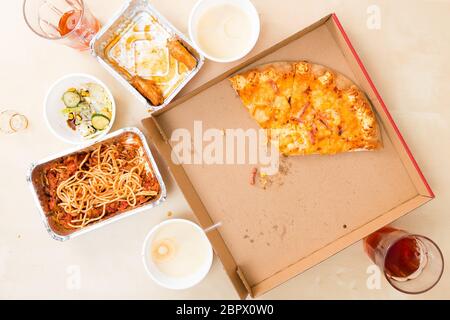 Pizza zum Mitnehmen Stockfoto