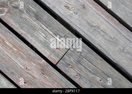 Altes Holz Hintergrund mit diagonalen Brettern Stockfoto