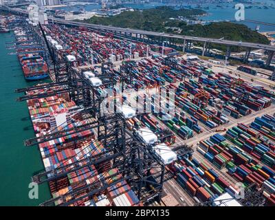 Kwai Tsing, Hongkong, 02. Mai 2018:- Terminal Container Hafen in Hongkong Stockfoto