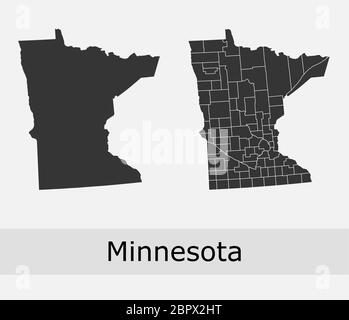 Minnesota Karten Vektor skizzieren Grafschaften, Townships, Regionen, Gemeinden, Abteilungen, Grenzen Stock Vektor