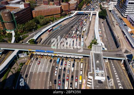 Hung Hom, Hongkong -07 November 2018: Überqueren Sie den Hafen-Tunnel Stockfoto