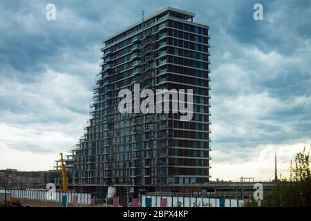 Das Gebäude der Belgrader Hafenpromenade, Architektur und Bauindustrie, 31. März 2018, Belgrad Stadt in Serbien. Stockfoto