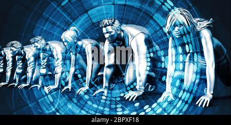 Business Wettbewerb und Gedeihen in einem wettbewerbsorientierten Umfeld Stockfoto