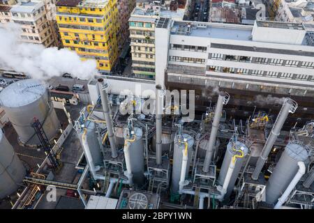 An Kwa Wan, Hongkong, 29. Januar 2019: Gasfabrik Stockfoto