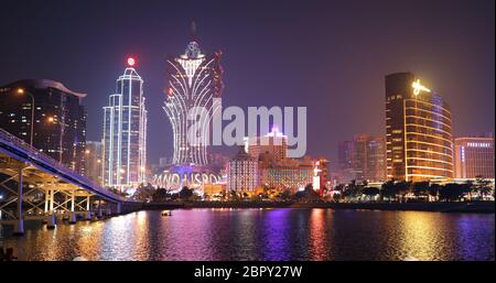 Nam Van Lake Macau - 22. Januar 2019: Macau City Skyline bei Nacht Stockfoto