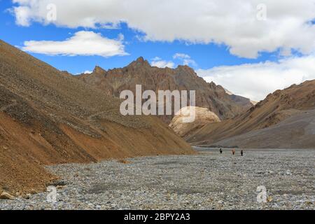 Trekking in höheren Trans Himalaya, Indien Stockfoto