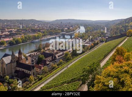 Luftaufnahme von Würzburg, eine fränkische Stadt in Bayern, Deutschland Stockfoto