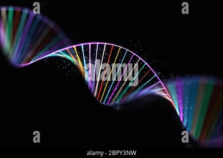 Bild von den genetischen Code der DNA. Konzept Bild für den Einsatz als Hintergrund. Farbige 3D-Darstellung. Stockfoto