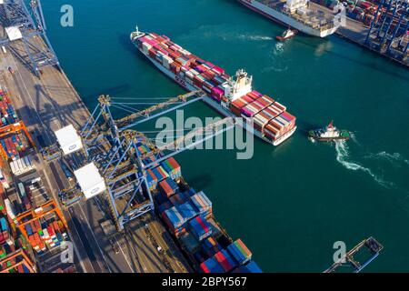 Kwai Tsing, Hongkong, 14. Februar 2019:- Hong Kong Kwai Tsing Container Terminals Stockfoto