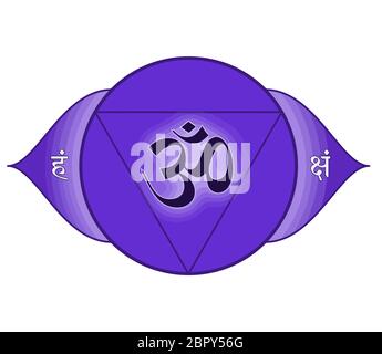 Drittes Auge Chakra ajna Energie Meditation Yoga hindu Abbildung Stockfoto