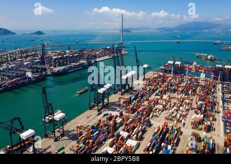 Kwai Tsing, Hongkong 04. September 2018:- Kwai Tsing Container Terminals Stockfoto