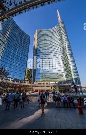 Blick auf die Gebäude in Piazza Gae Aulenti, Mailand, Lombardei, Italien, Europa Stockfoto