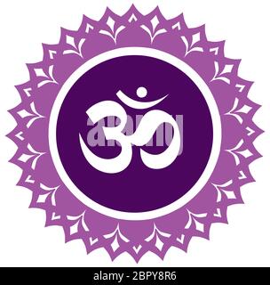 Violett Violett Ajna Chakra Energie drittes Auge Meditation Yoga hindu Abbildung Stockfoto