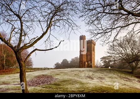 Ein frostiger Morgen auf dem Leith Hill, Surrey Stockfoto