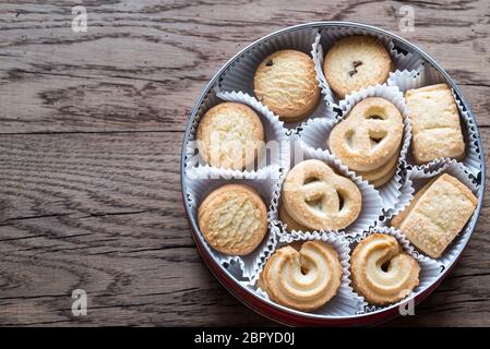 Box von Butter cookies Stockfoto