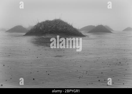 Mystische Landschaft der Stokksnes in der Nähe von Höfn bei Abenddämmerung, Island, Europa Stockfoto