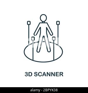 3D-Scanner-Symbol aus der 3d-Drucksammlung. Einfache Linie 3D Scanner Symbol für Vorlagen, Web-Design und Infografiken Stock Vektor