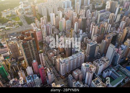 Mong Kok, Hongkong 03. September 2018:- Draufsicht auf Hong Kong Stockfoto