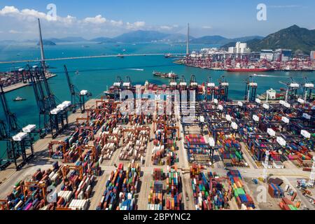Kwai Tsing, Hongkong, 02. Mai 2018:- Terminal Container Hafen in Hongkong Stockfoto