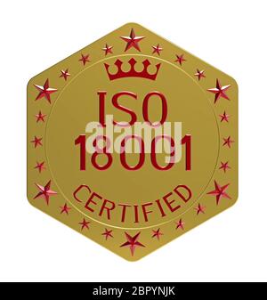 ISO 18001 Standard, Arbeitsschutz management system, 3D-Rendering, isoliert auf weißem Stockfoto