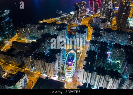 Hung Hom, Hongkong, 26. Januar 2019: Hongkong bei Nacht Stockfoto