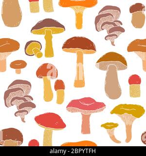 Muster mit handgezeichneten Pilzen Stock Vektor