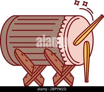 Traditionelle türkische Trommel, Musikinstrument auf weißem Hintergrund, Vektorgrafiken Stock Vektor