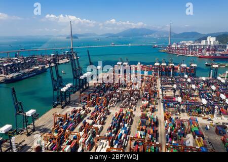 Kwai Tsing, Hongkong 04. September 2018:-Kwai Tsing Container Terminals in Hongkong Stockfoto