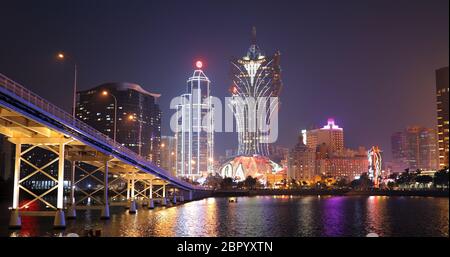 Nam Van Lake Macau - 22. Januar 2019: Macau City Skyline bei Nacht Stockfoto