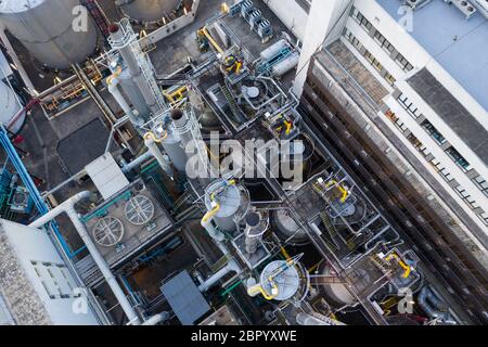 An Kwa Wan, Hongkong, 29. November 2018: Gasfabrik Stockfoto