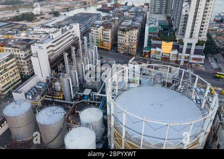 An Kwa Wan, Hongkong, 29. Januar 2019: Gasfabrik Stockfoto